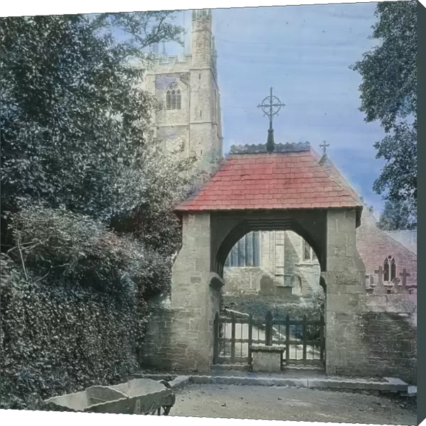 Mawgan Church and Lychgate, St Mawgan in Pydar, Cornwall. Around 1925