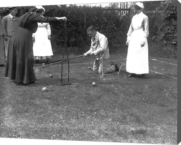 A game of croquet outside the Royal Cornwall Infirmary, Truro, Cornwall. Probably 21st July 1916