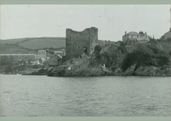Blockhouse from estuary at Polruan, Lanteglos by Fowey, Cornwall. Around 1925