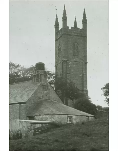 Lanlivery Church tower, Cornwall. Around 1925