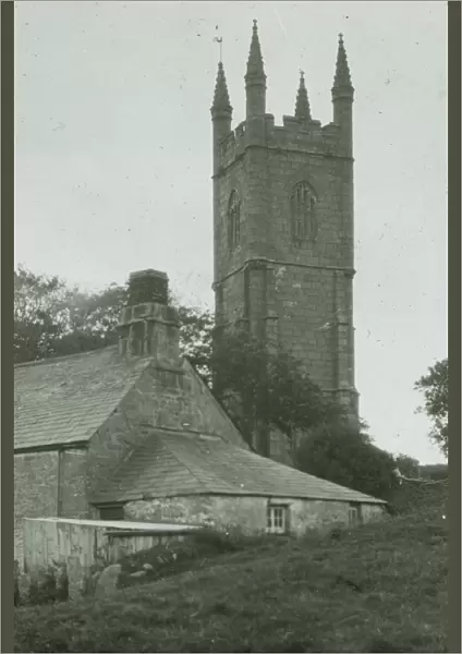 Lanlivery Church tower, Cornwall. Around 1925