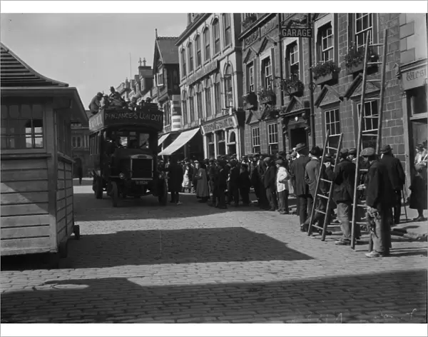 Bus outside the Red Lion Hotel Truro, Cornwall. 6th October 1919