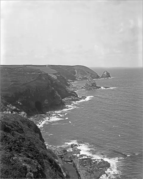 A view of Short Island and Trevalga cliffs, Cornwall. July 1925