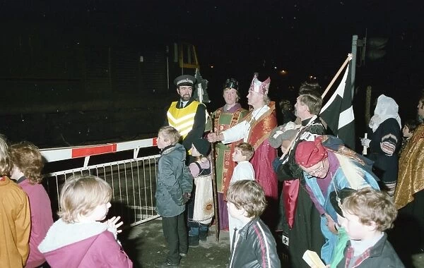 Christmas pageant, Lostwithiel, Cornwall. December 1983