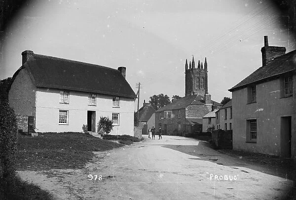 Fore Street and Hawkins Arms, Probus, Cornwall. Early 1900s