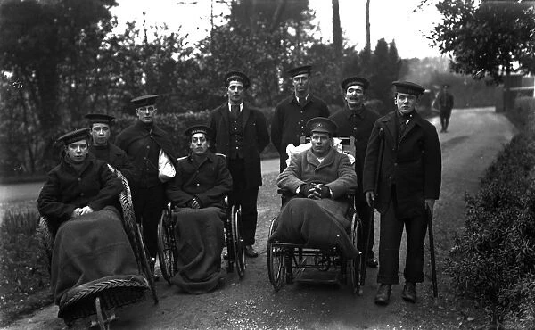 Invalid sailors, The Royal Naval Auxiliary Hospital, Truro, Cornwall. 25th February 1916