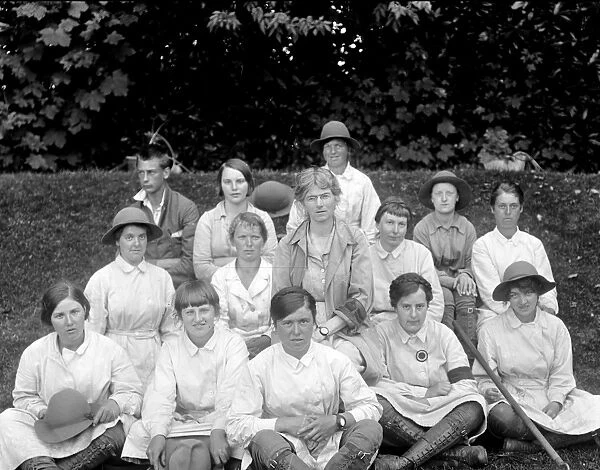 Members of the First World War Womens Land Army. Tregavethan Farm, Truro, Cornwall. Summer 1918