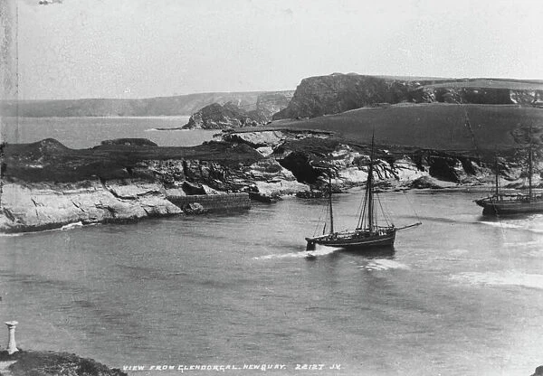 View of ships at Porth taken from Glendorgal, St Columb Minor, Cornwall. 1890s