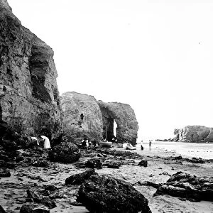 Arch and Chapel Rock, Perranporth, Perranzabuloe, Cornwall. Early 1900s