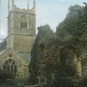 Bodmin Church and the ruined chapel, Cornwall. Around 1925