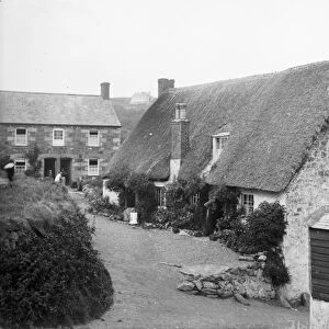 Cottages at Cadgwith, Cornwall. Late 1800s