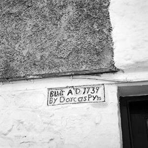 Cut-stone in cottage wall, Commercial Road, St Keverne, Cornwall. 1978