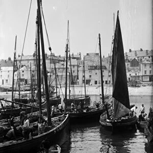 Fishing boats in the harbour, St Ives, Cornwall. 1903