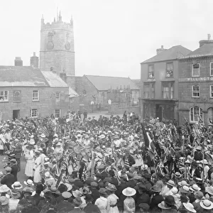 Market Square, St Just in Penwith, Cornwall. Possibly Armistice Day 1918