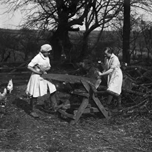 Members of the First World War Womens Land Army. Cornwall. March 1917