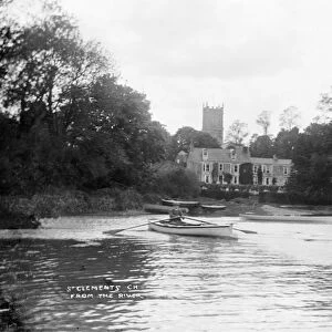 St Clement Vicarage and church tower from the river, Cornwall. Early 1900s