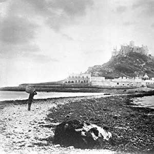 St Michael's Mount at low tide, Mounts Bay, Cornwall. 1894