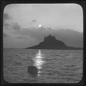 St Michael's Mount, Mounts Bay, Cornwall in the moonlight. Probably early 1900s