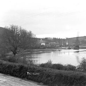 Tresillian Village from the river, Tresillian, Cornwall. Early 1900s