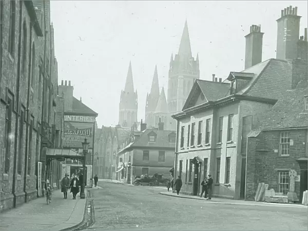 Princes Street, with the first Great House and Trevail Monumental Masons, Truro, Cornwall. 1920s