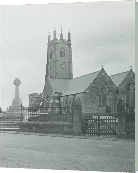 St Columb Major Church and War Memorial, Cornwall. Around 1925