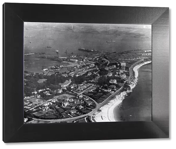 Aerial view over Gyllyngvase and part of the docks. Cornwall. Around 1925