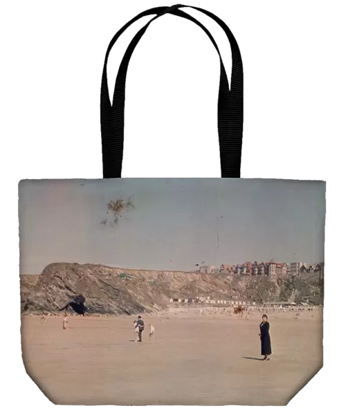 View from beach at Newquay, Cornwall. Around 1925