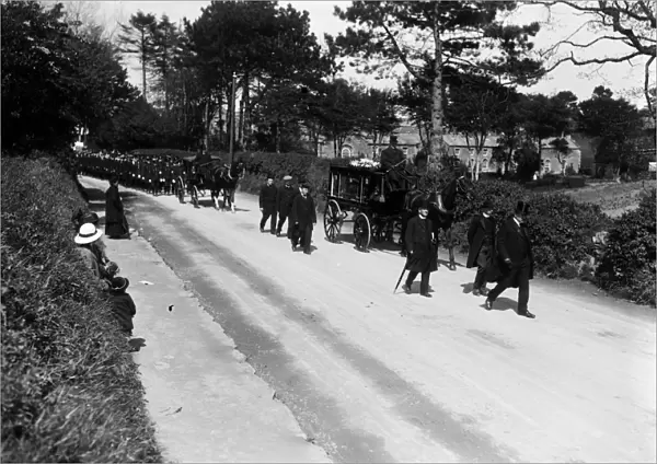 Funeral procession, Tregolls Road, Truro, Cornwall. Spring 1916