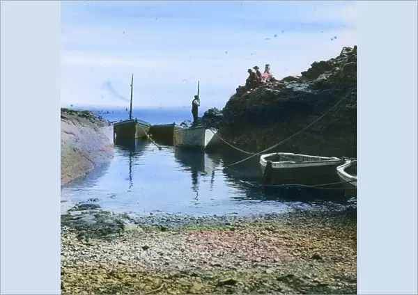 Boats at Prussia Cove, St Hilary, Cornwall. Around 1925