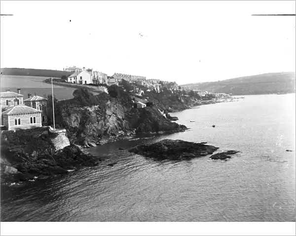 Point Neptune House, viewed from St Catherines and looking north towards the harbour entrance, Fowey, Cornwall. Early 1900s