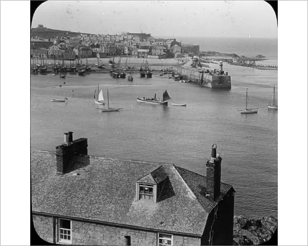 General view over the harbour towards the Island, St Ives, Cornwall. 1880s