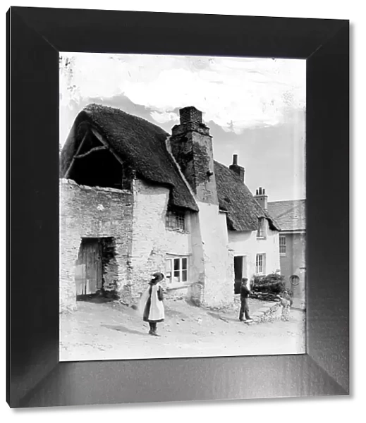 Thatched cottages, St Mawes, Cornwall. Before 1914