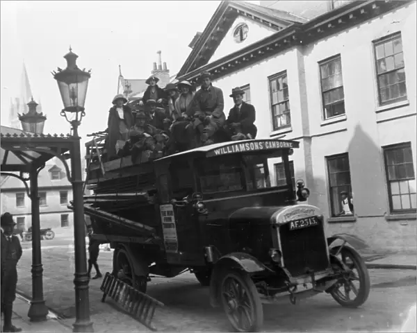 Williamsons double-decker open top motor bus, Princes Street, Truro, Cornwall. 1920