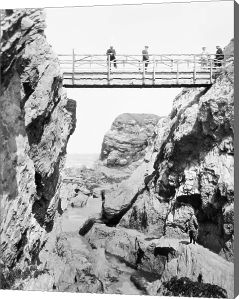 The Bridge to Trevelgue Island, St Columb Porth, St Columb Minor, Cornwall. Probably 17th June 1909