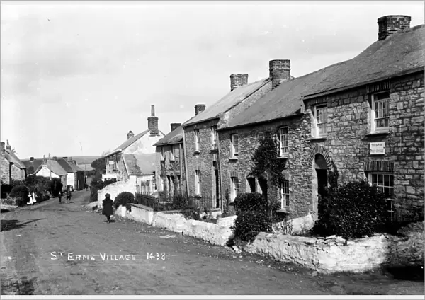 Trispen village street, St Erme, Cornwall. Early 1900s