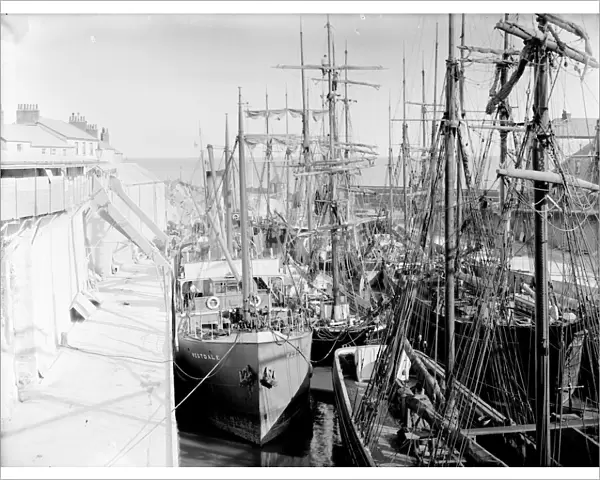 Charlestown harbour and shipping, Cornwall. 1914