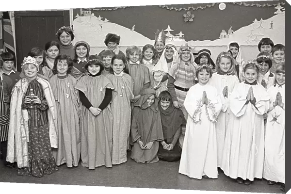 Nativity play, St Winnow Church of England Primary School, Lostwithiel, Cornwall. December 1982