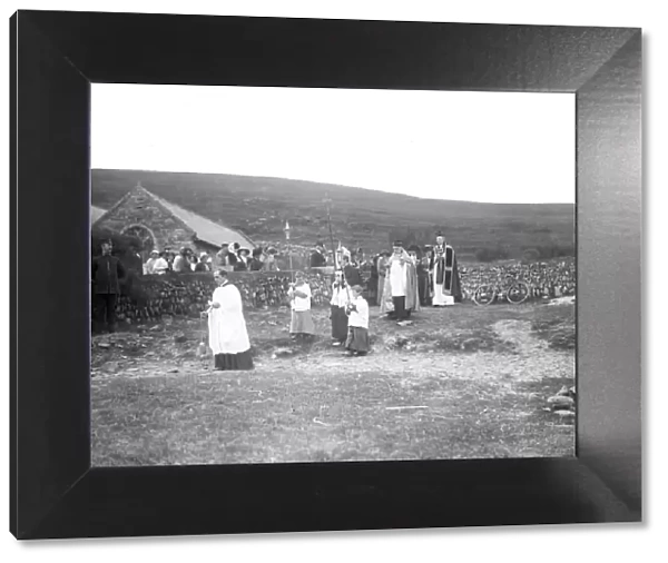 Procession across the beach at Church Cove, Gunwalloe, Cornwall. Early 1900s