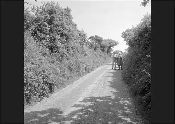 Charles Woolf and Dorothy Dudley in a country lane near Relubbus, St Hilary, Cornwall. 1969
