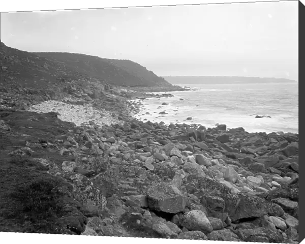 Nanjulian Beach  /  Nanquidno Beach, St Just in Penwith, Cornwall. Probably early 1900s