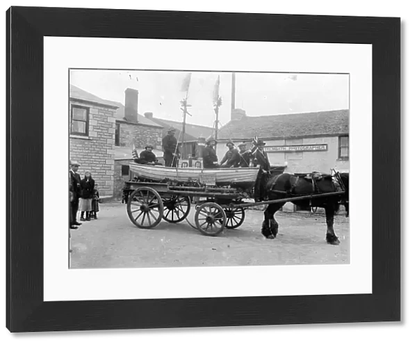 Carnival float in Bank Square, St Just in Penwith, Cornwall. Around 1920
