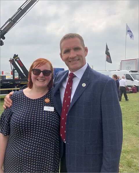 Royal Cornwall Museum Staff with The Princes Countryside Fund Ambasador, Phil Vickery MBE, at the Royal Cornwall Show, Royal Cornwall Showground, Whitecross, Wadebridge, Cornwall. 7th June 2018