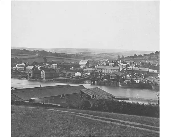 South view over town and river, Wadebridge, Cornwall. Probably 1880s