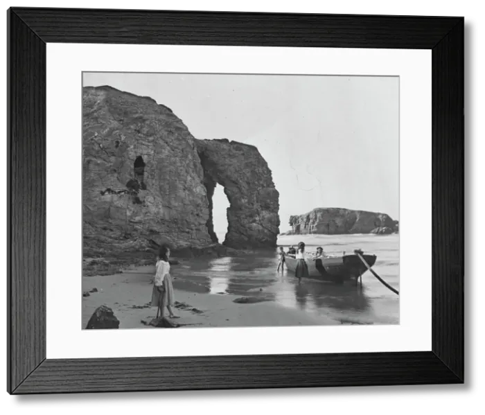 Framed Print : Arch Rock, Perranporth, Perranzabuloe, Cornwall. Around 1900