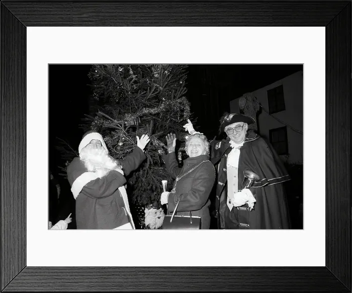 Framed Print : Christmas Lights, Fowey, Cornwall. December 1991