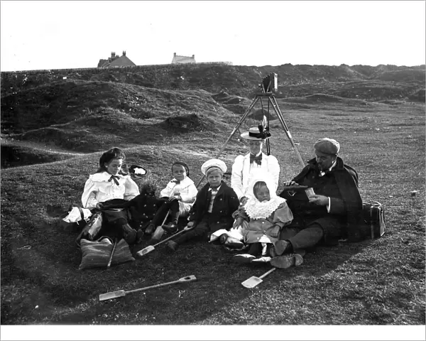 The Pope Family at Droskyn, Perranporth, Perranzabuloe, Cornwall. Early 1900s