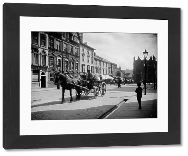 Horse and cart in Boscawen Street, Truro, Cornwall. Around 1910