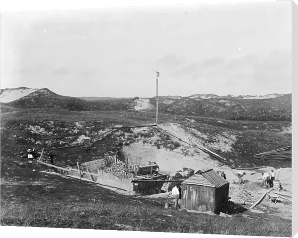 A view of the excavation of St Pirans Oratory, Perranzabuloe, Cornwall. 1910
