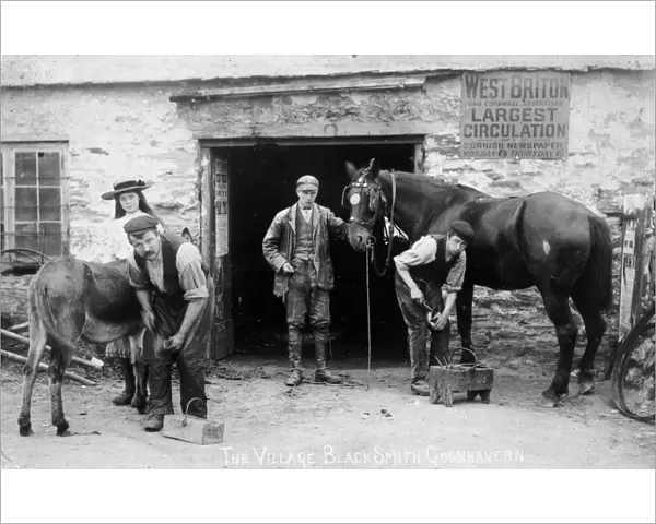 The village blacksmith, Goonhavern, Perranzabuloe, Cornwall. Early 1900s