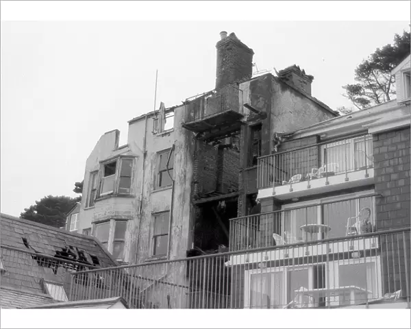 House Fire, North Street, Fowey, Cornwall. November 1992